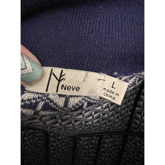 NEVE Womens Large Poly Wool Blend Nordic Fair Isle 1/4 Zip Pullover Sweater - Picture 7 of 7